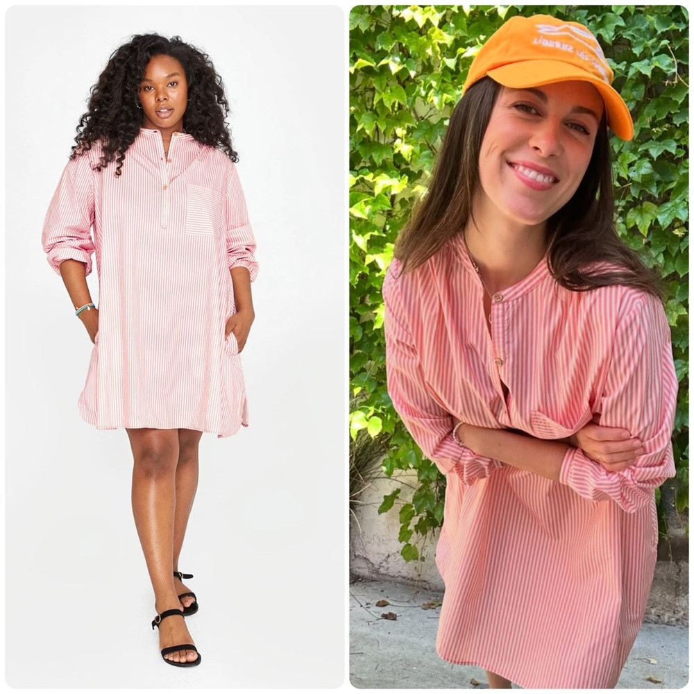 Clare V Pink Striped Dress